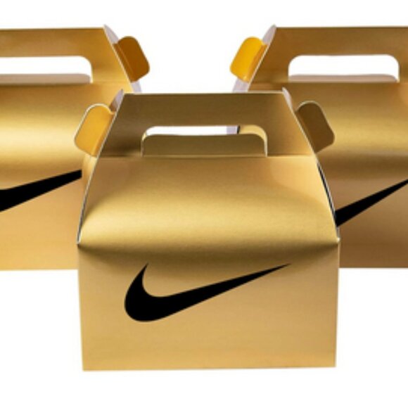 Basketball Theme Party Favor Gift Box Set Gable Box Gold and Black 10 Pack - Picture 4 of 4